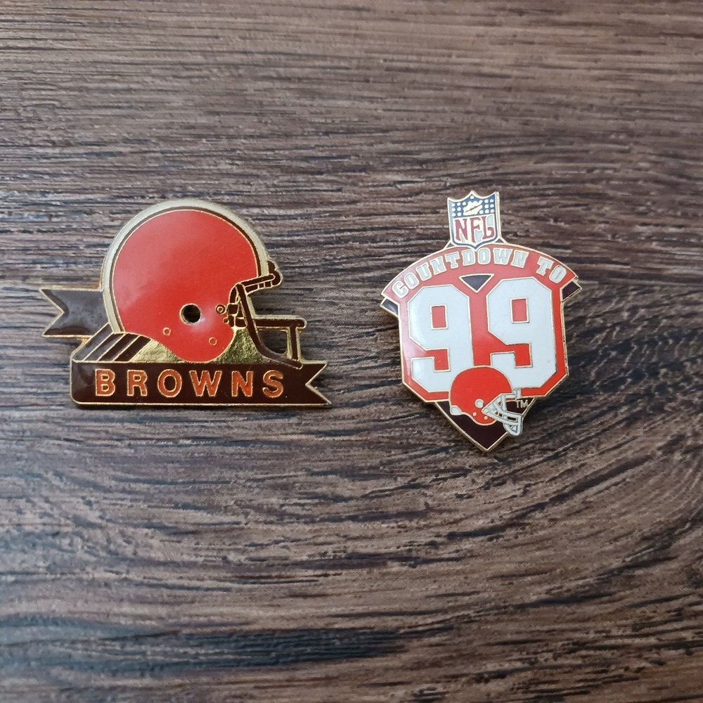 Vintage Cleveland Browns NFL Pins Lot Countdown to 99 Helmet Enamel Lapel Pins
